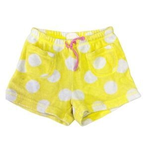 Mini Boden Yellow Polka Dot Terry Cloth Shorts Girls Size 4Y‎ Beach Pool